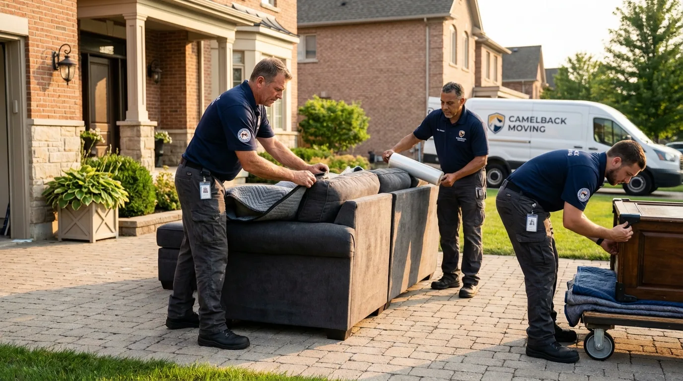 Large estate moving crew wrapping furniture in Springvale, ME