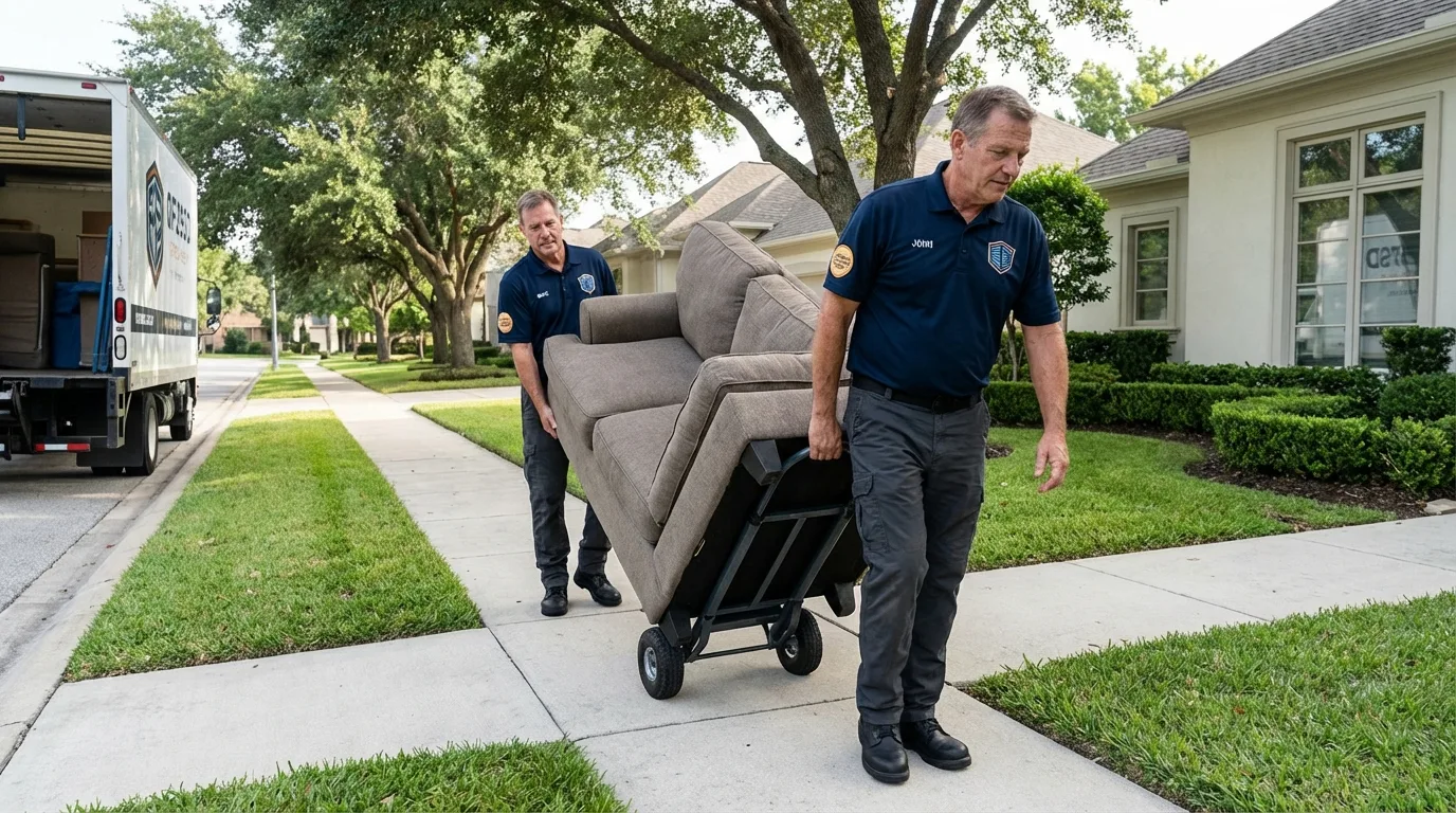 Local residential moving crew loading furniture in Springvale, ME